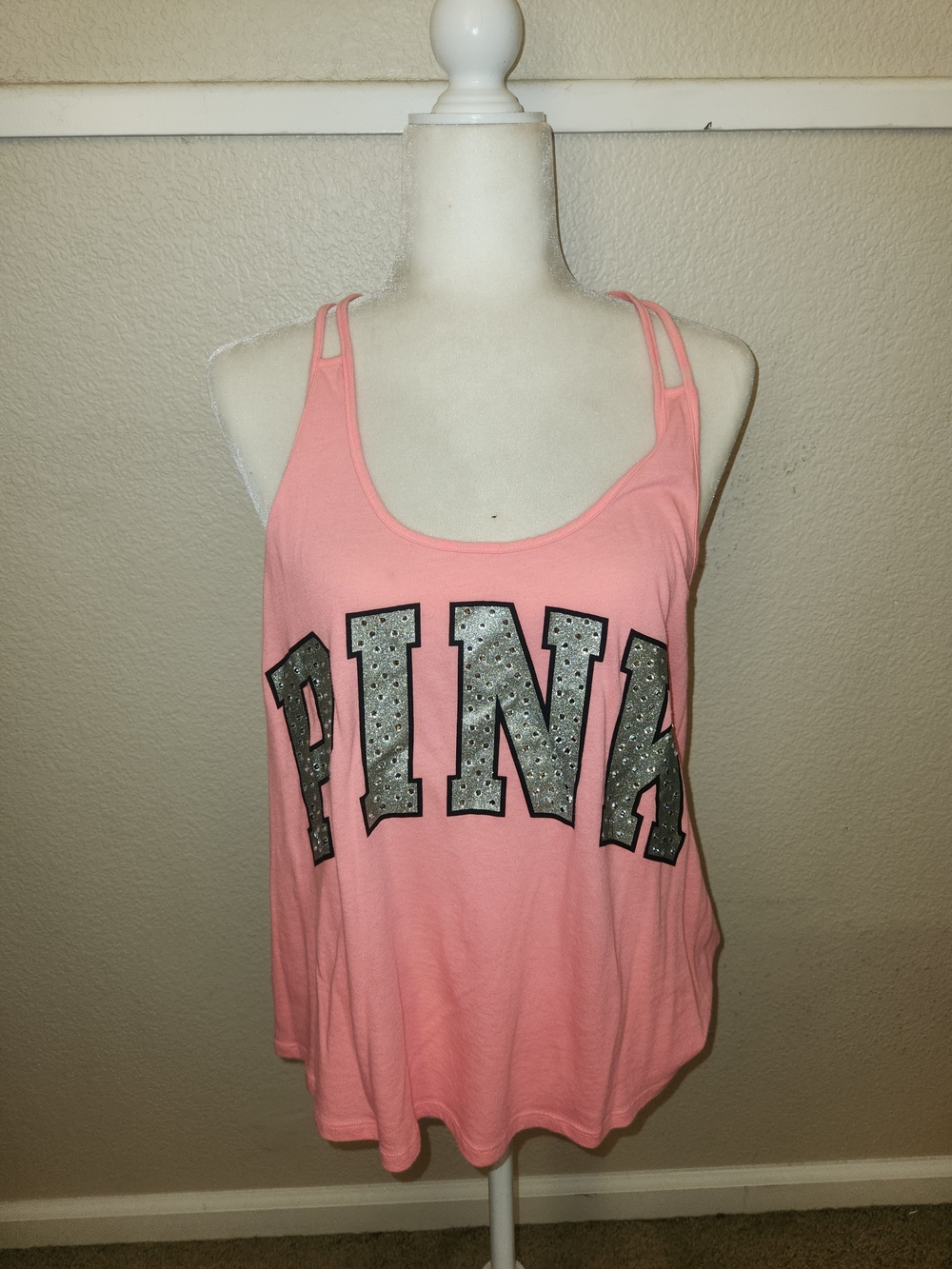 PINK Victoria's Secret Pink Colored Embellished Logo Tank